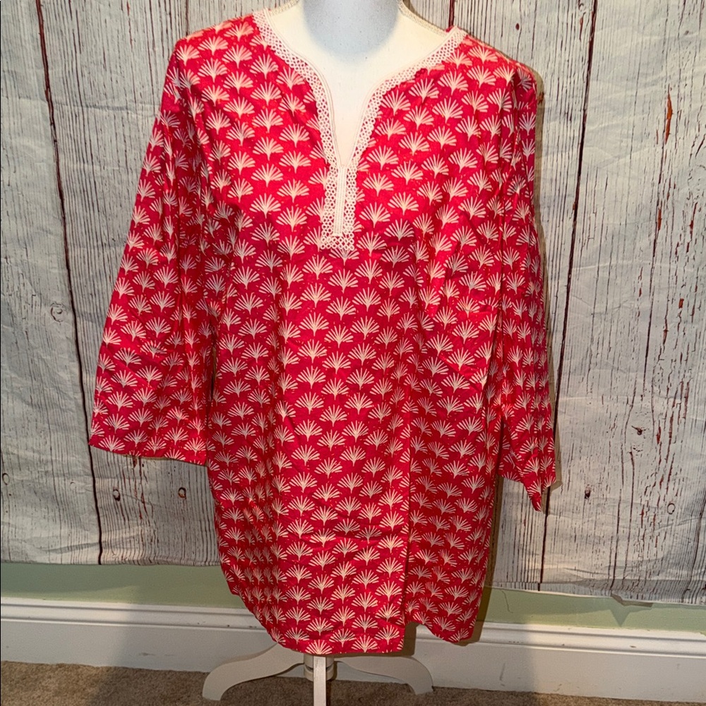Talbots Red and White Patterned Top